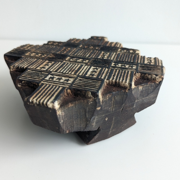 Vintage Hand-Carved Indian Wooden Textile Fabric Printing Block India - Picture 8 of 14
